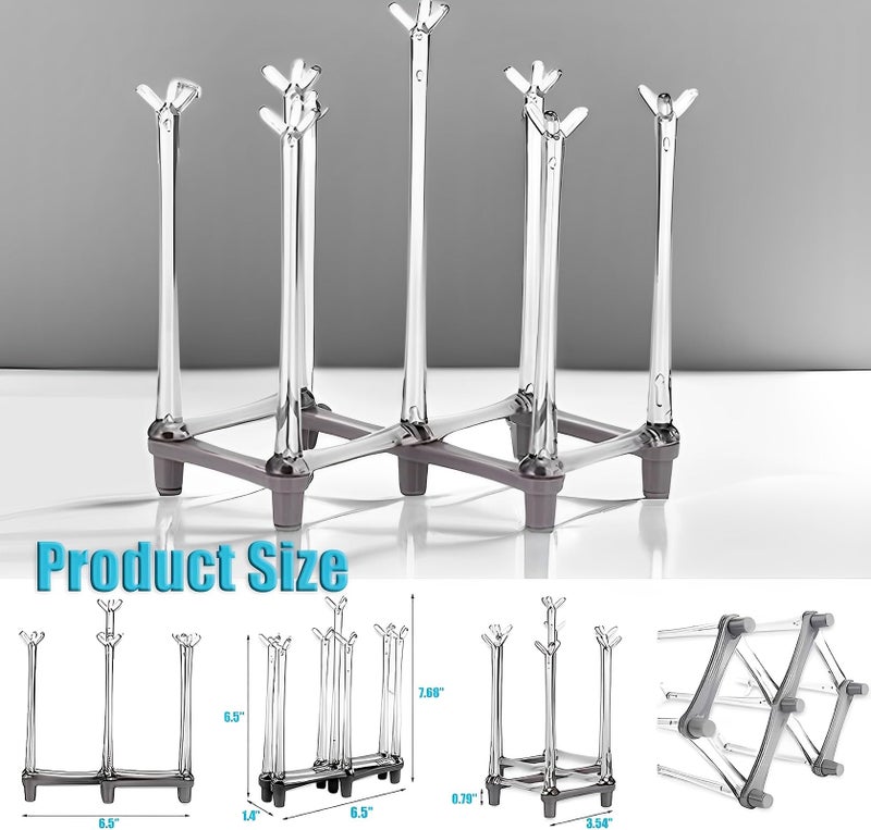 Yesland 2 Pack Retractable Cup Drying Rack, Plastic Non-slip Bottom Mug Tree Holder Organizer Rack Stand for Drinking Glass and Sports Bottle Drainer for Kitchen - Image 2